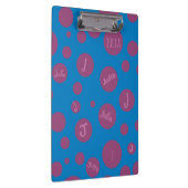 Monogram Initiaal Naam Paars Dot Blue Girly Klembord (Rechts)