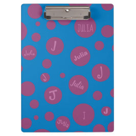 Monogram Initiaal Naam Paars Dot Blue Girly Klembord
