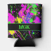 Monogram Initiaal Naam Paint Splatter Glow Blikjeskoeler (Voorkant)