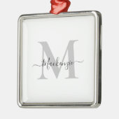 Monogram Initiaal Naam Premium Square personaliser Metalen Ornament (Links)
