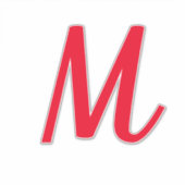 Monogram Initiaal Naam Rode Stijlvolle Aangepaste  Sticker (Voorkant)