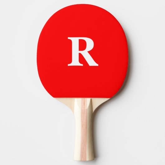 Monogram Initiaal Naam Rood wit Helderkleurig Tafeltennisbatje (Voorkant)