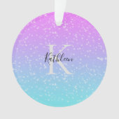 Monogram Initiaal Naam Roze Blauw Sparkle Ombre Ornament (voorkant)