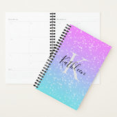 Monogram Initiaal Naam Roze Blauwe Sparkle Girly Planner (Display)