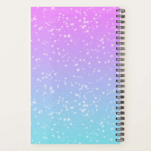 Monogram Initiaal Naam Roze Blauwe Sparkle Girly Planner (Achterkant)