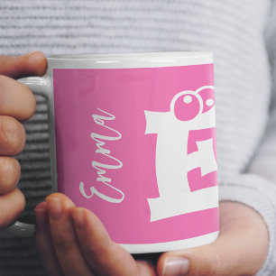 Monogram initiaal naam schrift modern roze koffiemok