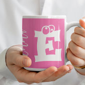 Monogram initiaal naam schrift modern roze koffiemok
