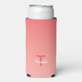 Monogram Initiaal Naam Script Gradiënt Rood Wit Seltzer Blikjeskoeler (Seltzer Voorkant)