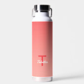 Monogram Initiaal Naam Script Gradiënt Rood Wit Waterfles (Voorkant)