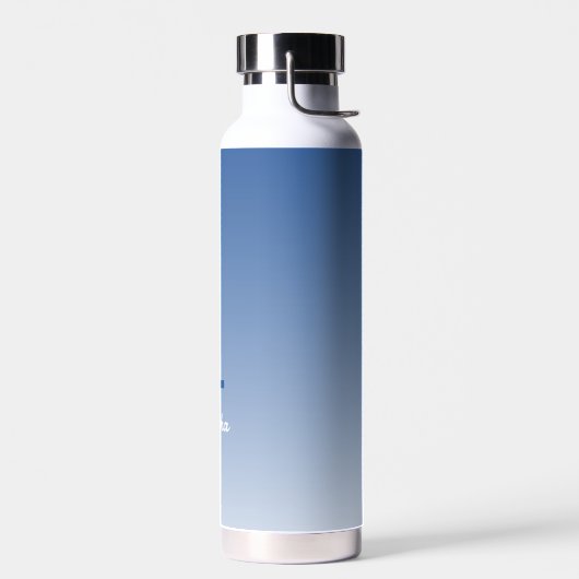 Monogram Initiaal Naam Script Gradient Royal Blue Waterfles (Links)