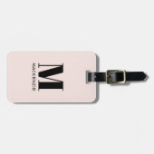 Monogram Initiaal Naam Simple Blush Pink Bagagelabel (Voorkant horizontaal)