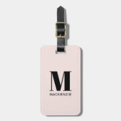 Monogram Initiaal Naam Simple Blush Pink Bagagelabel (Voorkant verticaal)