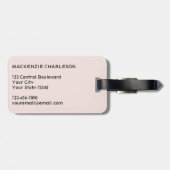 Monogram Initiaal Naam Simple Blush Pink Bagagelabel (Achterkant horizontaal)