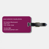 Monogram Initiaal Naam Simple Bourgogne Pink Bagagelabel (Achterkant horizontaal)