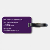 Monogram Initiaal Naam Simple Plum Paarse Bagagelabel (Achterkant horizontaal)