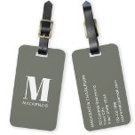 Monogram Initiaal Naam Simple Sage Green Bagagelabel<br><div class="desc">Moderne typografie minimalistische monogram initiaal naam ontwerp in wit op salie groen die kan worden gewijzigd om te personaliseren.</div>