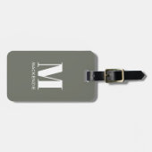 Monogram Initiaal Naam Simple Sage Green Bagagelabel (Voorkant horizontaal)