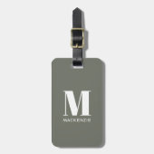 Monogram Initiaal Naam Simple Sage Green Bagagelabel (Voorkant verticaal)