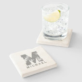 Monogram Initiaal Naam Sjabloon kalksteen vervange Stenen Onderzetter (Zijkant)