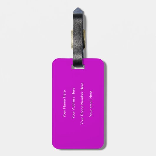 Monogram Initiaal Naam Sjabloon Paars Witte Modern Bagagelabel (Achterkant verticaal)