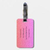 Monogram Initiaal Naam Sjabloon Roos Roze Glitter Bagagelabel (Achterkant verticaal)