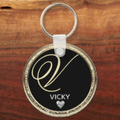 Monogram Initiaal Naam Sleutelhanger (Voorkant)