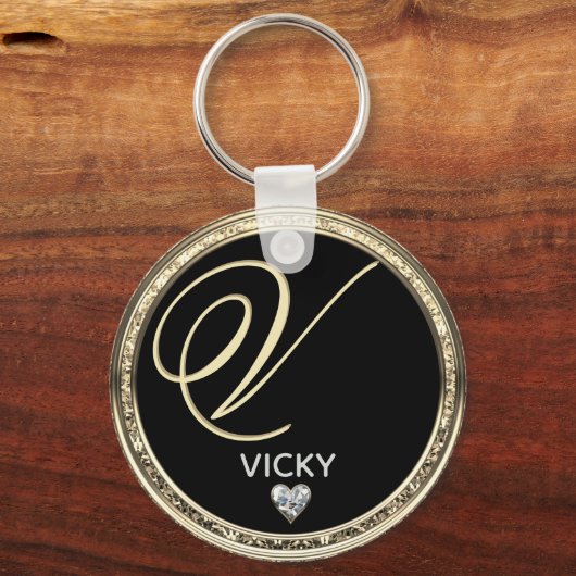 Monogram Initiaal Naam Sleutelhanger (Voorkant)