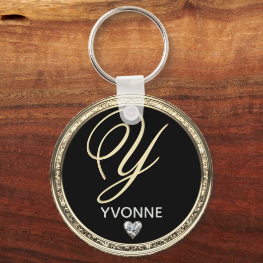 Monogram Initiaal Naam Sleutelhanger (Voorkant)