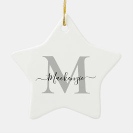 Monogram Initiaal Naam Star personaliseren Keramisch Ornament