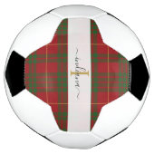 Monogram Initiaal Naam Tartan Green Red Pset Voetbal (Gedraaid)