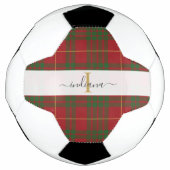 Monogram Initiaal Naam Tartan Green Red Pset Voetbal (Voorkant)