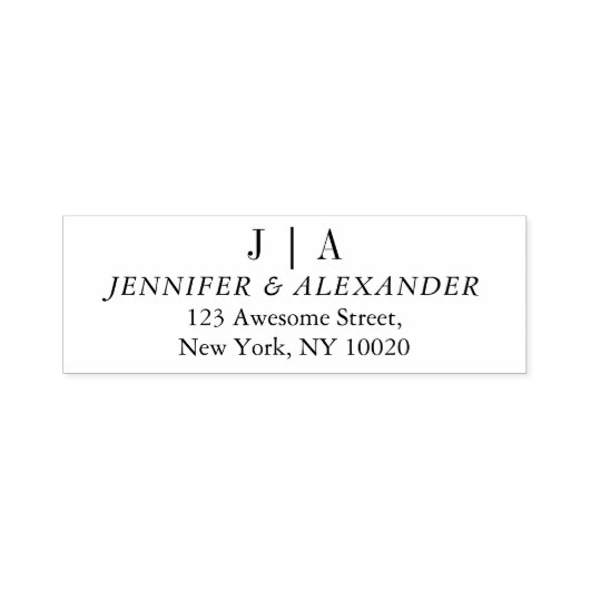 Monogram Initiaal Naam Tekst Terugkeeradres Zelfinktende Stempel (Design)