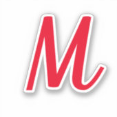 Monogram Initiaal Naam Vet, helder rood, stijlvol Sticker (Voorkant)