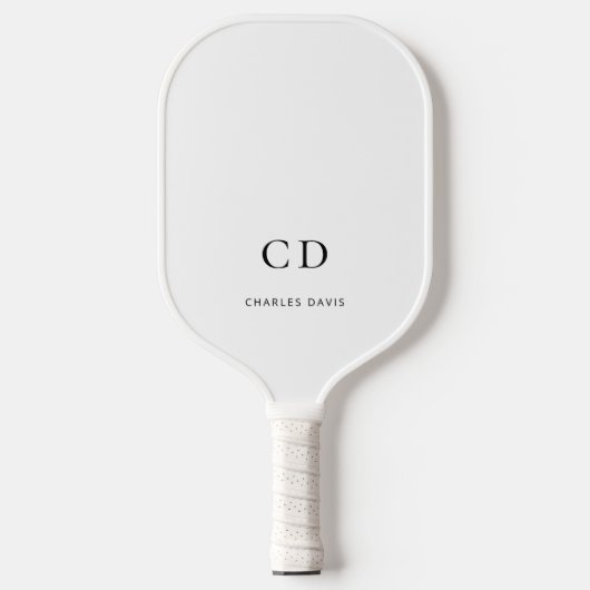 Monogram initiaal naam wit pickleball paddle (Voorkant)