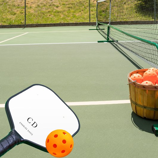 Monogram initiaal naam wit pickleball paddle