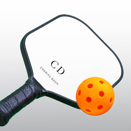 Monogram initiaal naam wit pickleball paddle