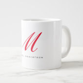 Monogram Initiaal naam Wit Rood Unique Minimalist Grote Koffiekop (Voorkant rechts)