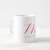 Monogram Initiaal naam Wit Rood Unique Minimalist Koffiemok (Voorkant links)