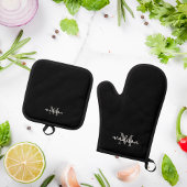 Monogram Initiaal naam zwart Ovenwant & Pannenlap Set