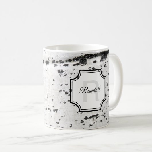 Monogram Initiaal Natuur Lover Aspen Bark Photo Koffiemok (Voorkant rechts)