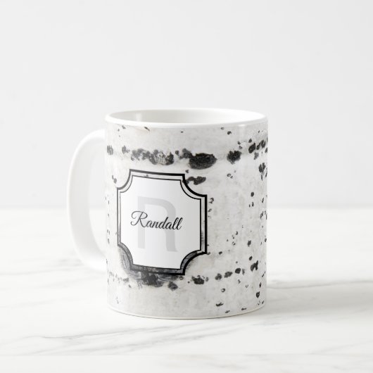 Monogram Initiaal Natuur Lover Aspen Bark Photo Koffiemok (Voorkant links)