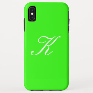 Monogram Initiaal Neon Green Solid Color Backgroun Case-Mate iPhone Case