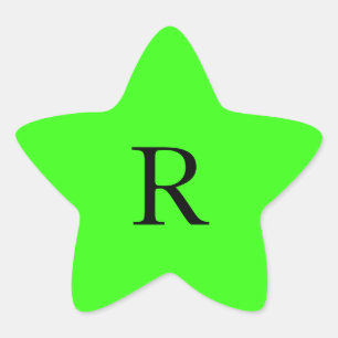 Monogram Initiaal Neon Green Solid Color Colorful Ster Sticker