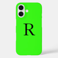 Monogram Initiaal Neon Green Solid Color Cool