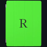 Monogram Initiaal Neon Green Solid Color Cool iPad Cover<br><div class="desc">Ontworpen met sjabloon voor monogram-initiaal en elegant effen kleur neon groene achtergrond</div>