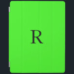 Monogram Initiaal Neon Green Solid Color Cool iPad Cover<br><div class="desc">Ontworpen met sjabloon voor monogram-initiaal en elegant effen kleur neon groene achtergrond</div>
