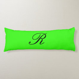 Monogram Initiaal Neon Green Solid Color Elegant Lichaamskussen