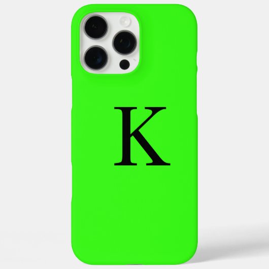 Monogram Initiaal Neon Groen Effen Kleur Trendy Case-Mate iPhone Case (Achterkant)