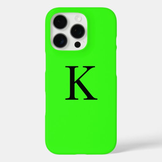 Monogram Initiaal Neon Groen Effen Kleur Trendy Case-Mate iPhone Case (Achterkant)