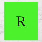 Monogram Initiaal Neon Groen Helder Kleurrijke Dou Wijn Etiket (Enkel label)
